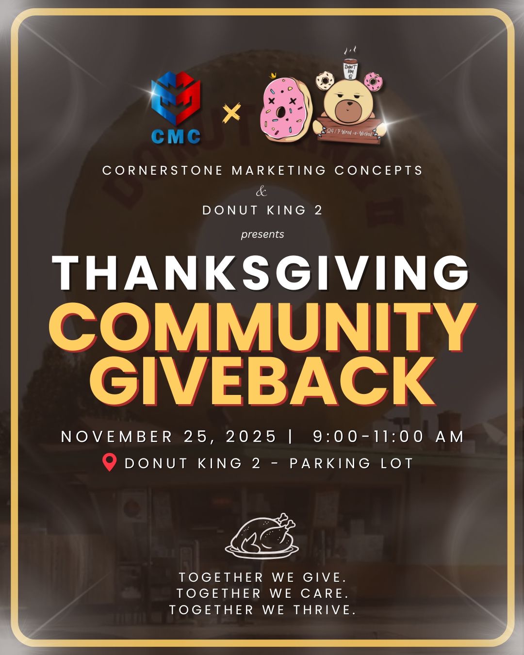 CMC & Donut King 2 Thanksgiving Community Giveback Flyer
